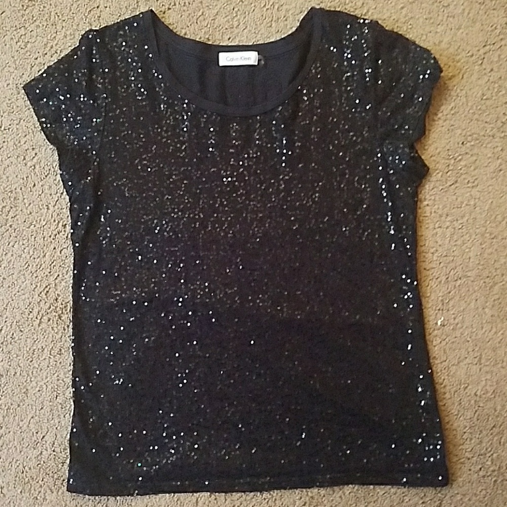 Black Short sleeve  sequin top